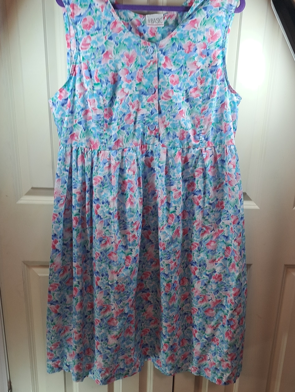 BASIC Editions Sleeveless Floral Midi Dress in Blue & Pink